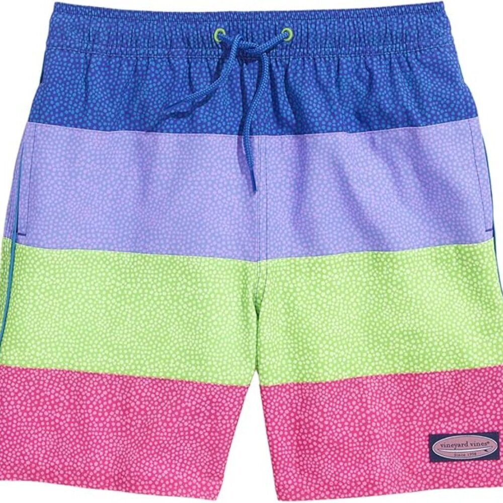 NWT vineyard vines Boys Swimwear Chappy Trunks4 Panel Neon Dots Size XL